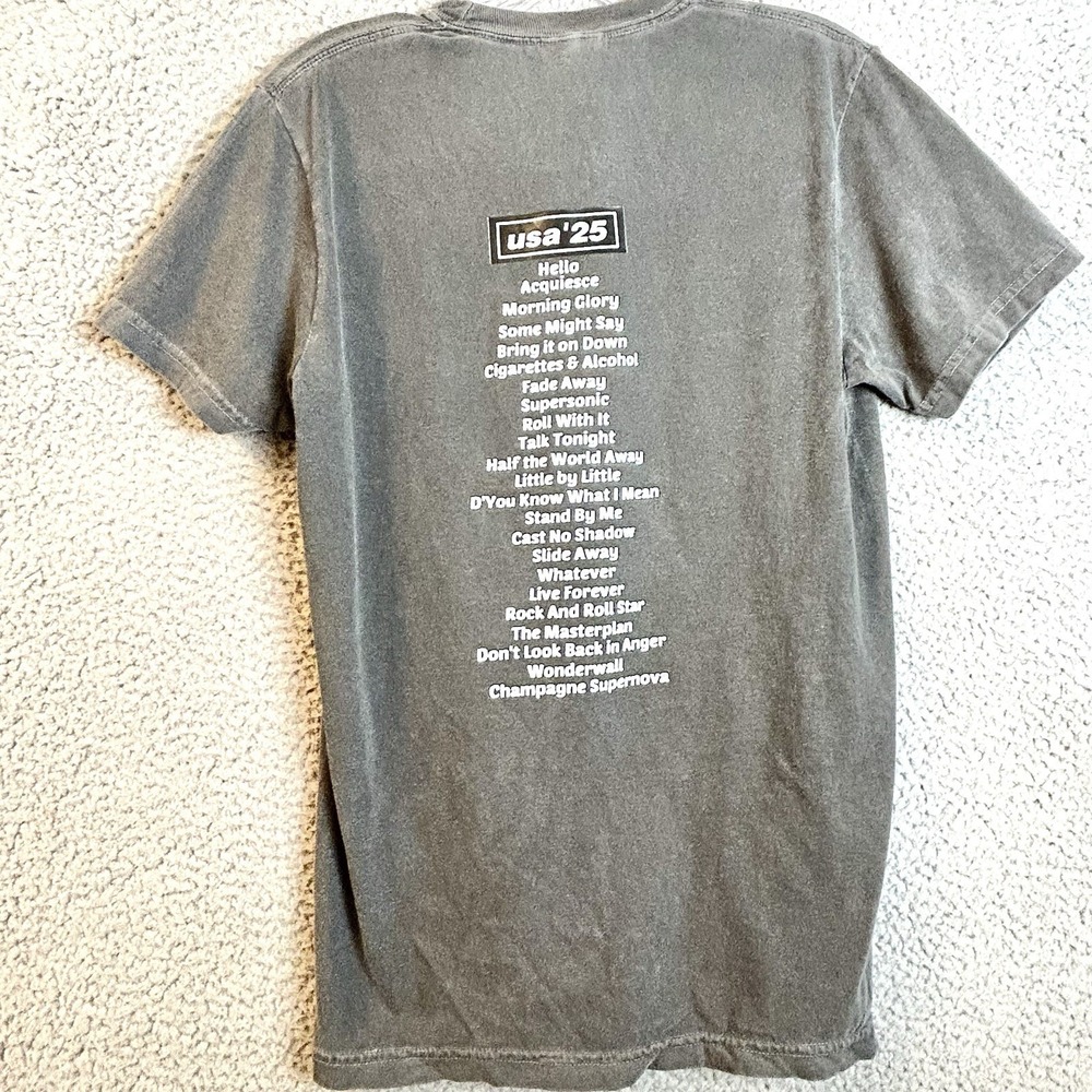 Oasis Live USA '25 Concert Tour T-shirt Double Sided Unisex Small Set-List Back - Picture 2 of 4